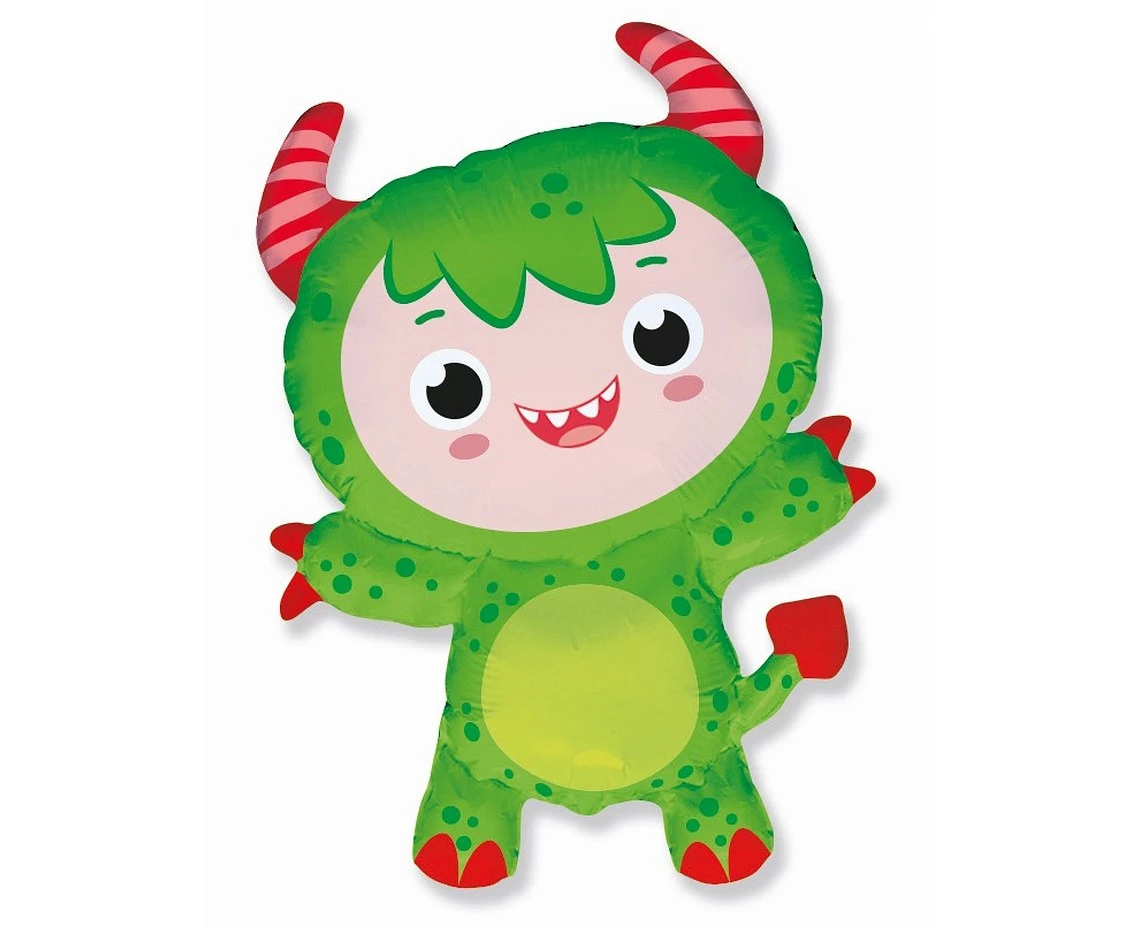 Foil balloon 24" FX - Little Monster (green),  unpacked (flat)